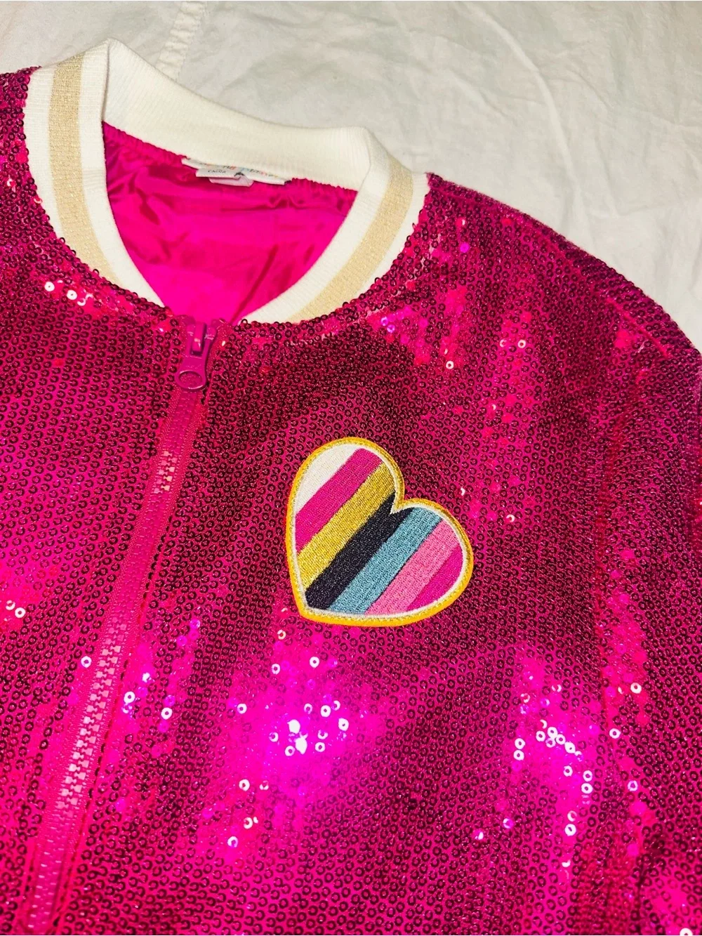 Colorful Planet Girls 14/16 Hot Pink Sequin Bomber Jacket